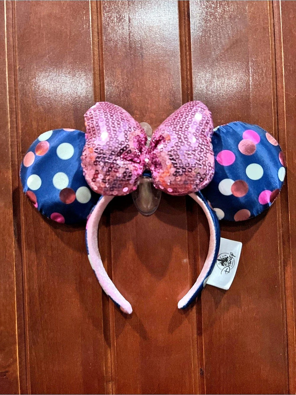 Disney Minnie Mouse Ears Headband Polka Dot Pink Bow
